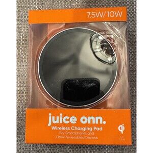 New Onn Juice Wireless 7.5W/10W Qi-Enabled Charging Pad Sleek Black